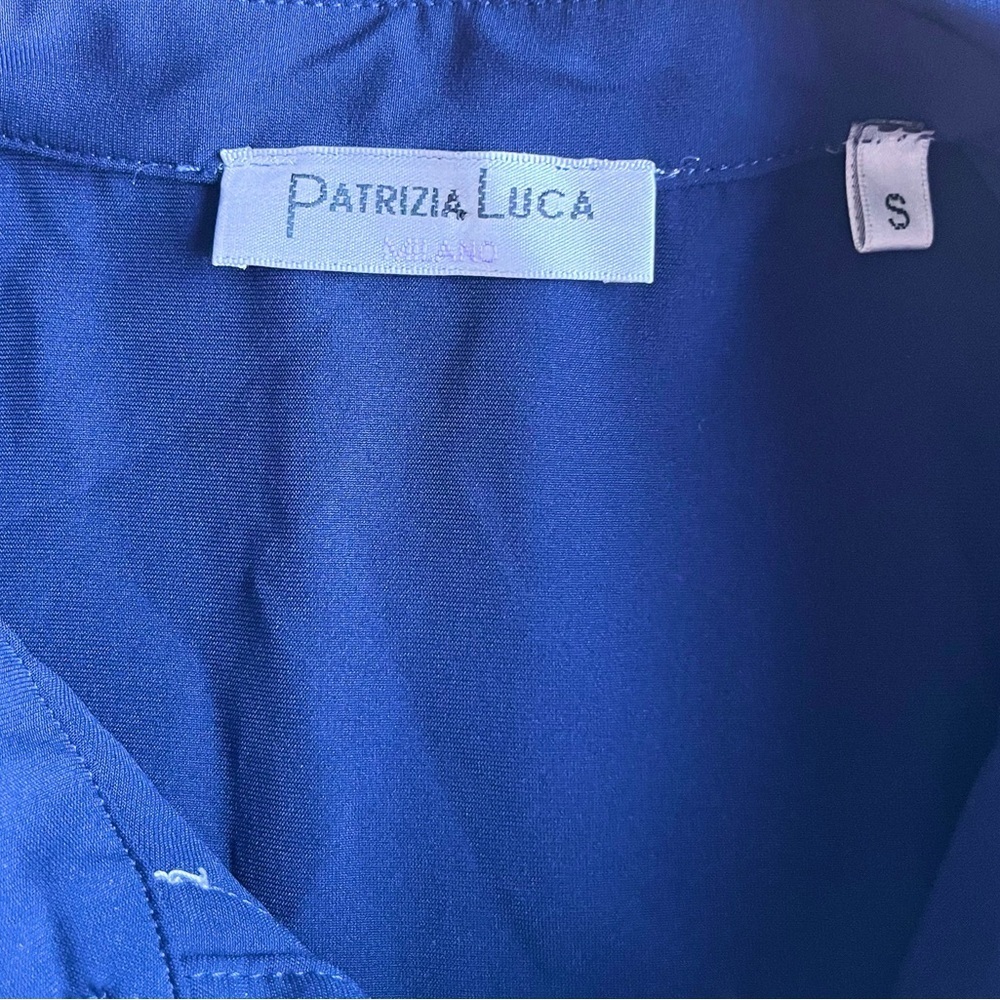 Patrizia Luca Milano Blue Sleeveless Button-Up White Stripes Blouse Size Small - Picture 3 of 5